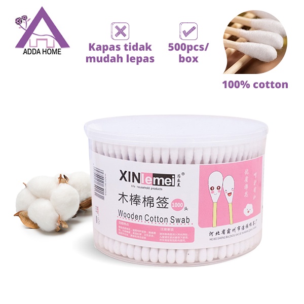 500pcs Cotton Bud Dewasa Anak Katun Anti Lepas Kemasan Tabung