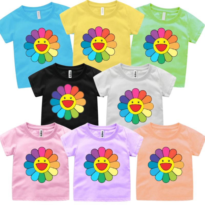 baju kaos anak cewek cowok  PEREMPUAN 1-12TAHUN MOTIF BUNGA MATAHARI BAHAN PREMIUM