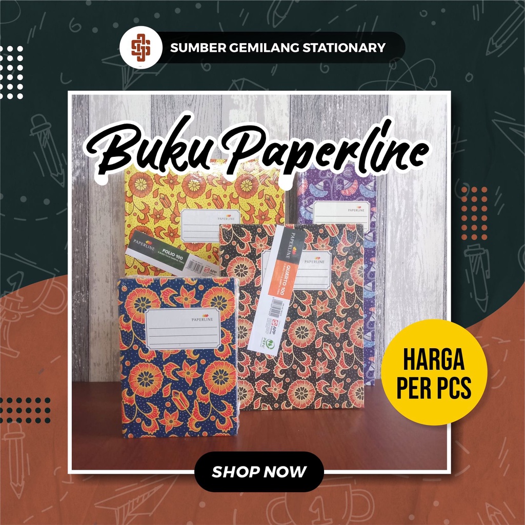 

Buku Tulis Hardcover Paperline (Quarto, A6, Folio, Ekspedisi)