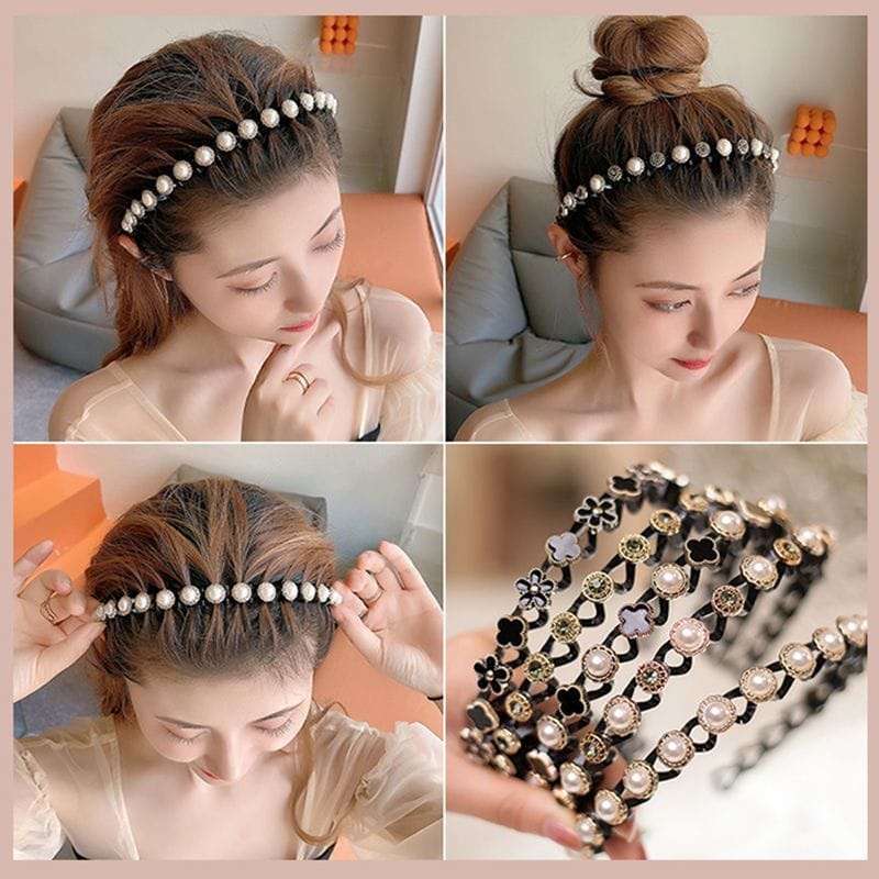 Bando korea wanita bando mutiara motif gelombang elegan import terbaru