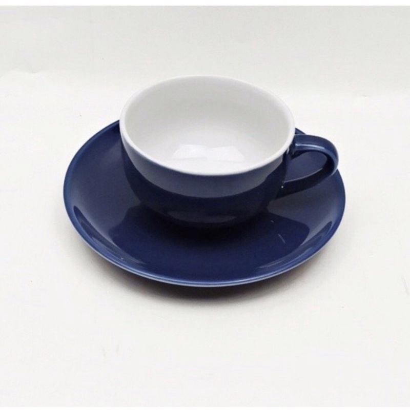 Cangkir Keramik Kopi Latte Teh Motif KPC Biru Tua - 1 lusin