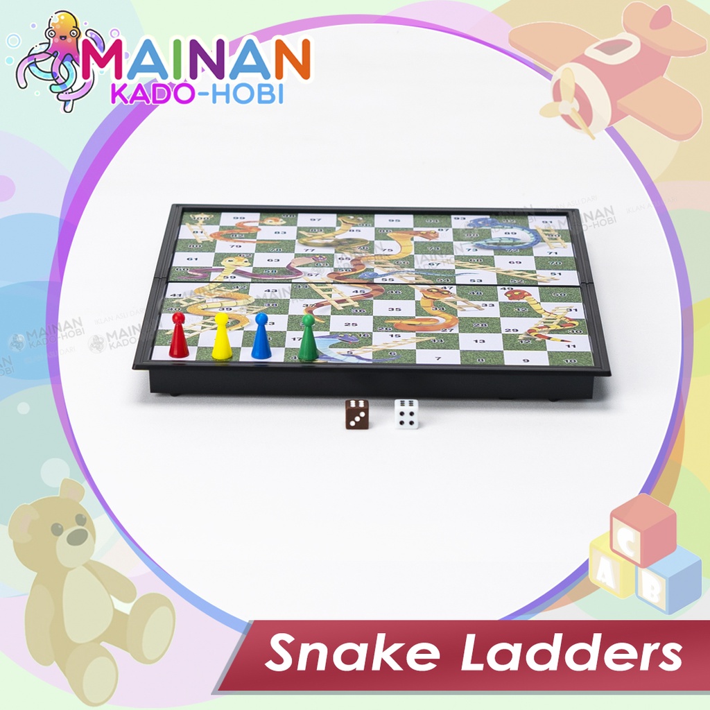 MAINAN ANAK MAGNETIC BOARD GAME DADU ULAR TANGGA SNAKE LADDER