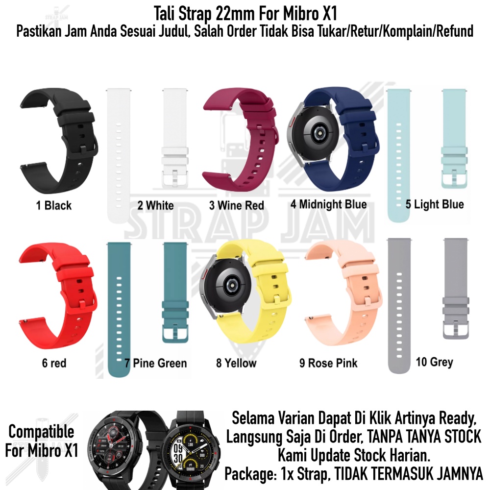 PWK Tali Jam Tangan Mibro X1 - Strap 22mm Silikon Rubber Nyaman Lentur