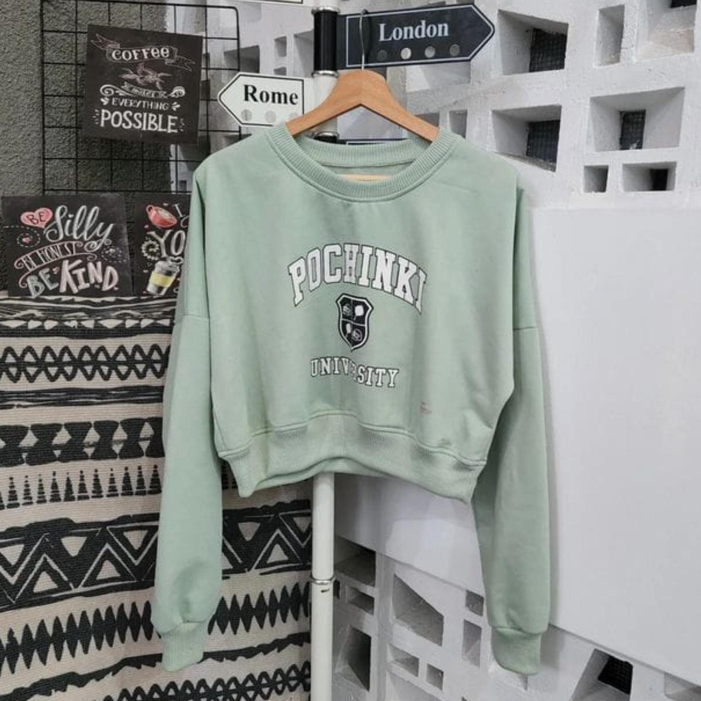 (COD) P0CHINKI SWEATER CROP CREWNECK WANITA