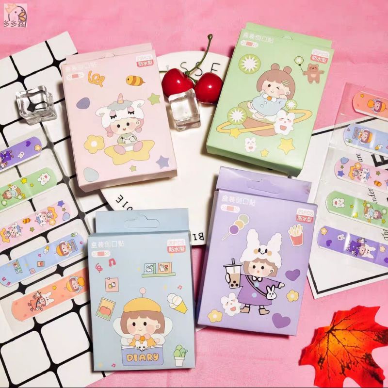 [60Pcs] Plester Luka Motif Gaya Korea Terbaru / Hansaplast Import Waterproof Gaya Terkini Isi 60pcs