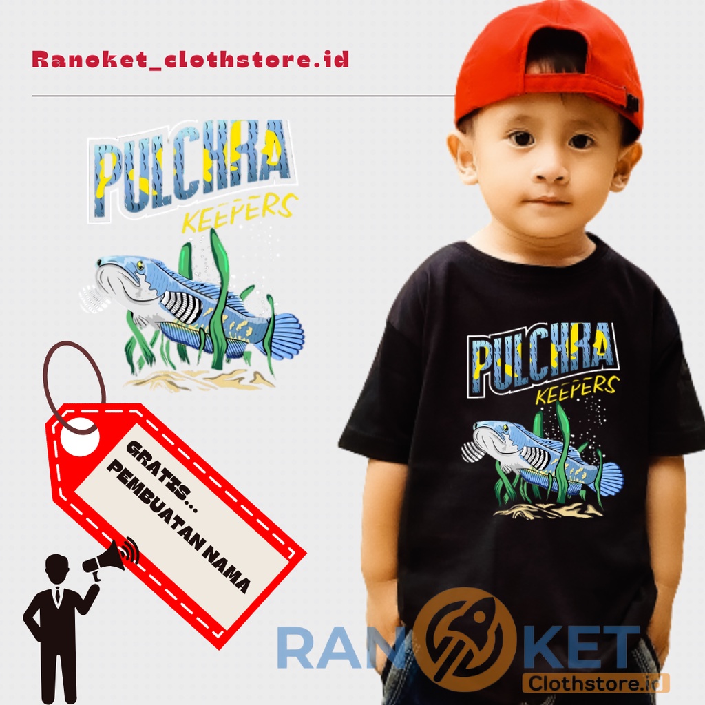 Kartun | Kaos anak Ikan Chana Pulchra | Kaos Anak Custom | Kaos Anak Sablon DTF Laki laki dan Peremp