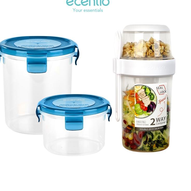 Pasti Kekinian ecentio Tempat Mpasi food container box toples 300+500ml sendok BPA free