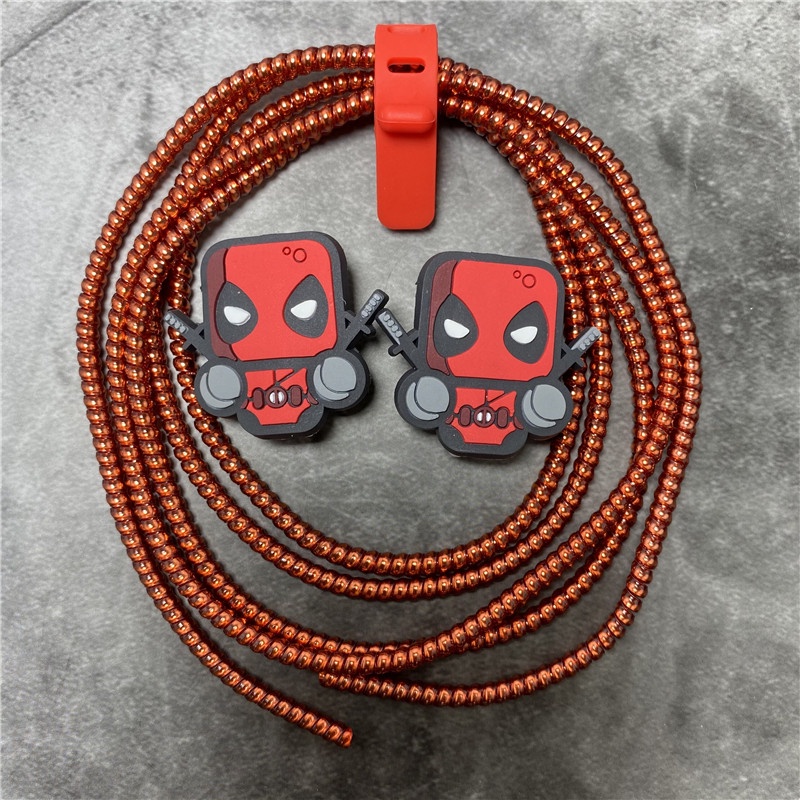 Marvel Cable Winder Set Kabel Kartun Charger Pelindung Kabel USB Kompatibel Untuk IPhone Untuk Samsung Xiaomi Huawei Cable Protect Dekorasi