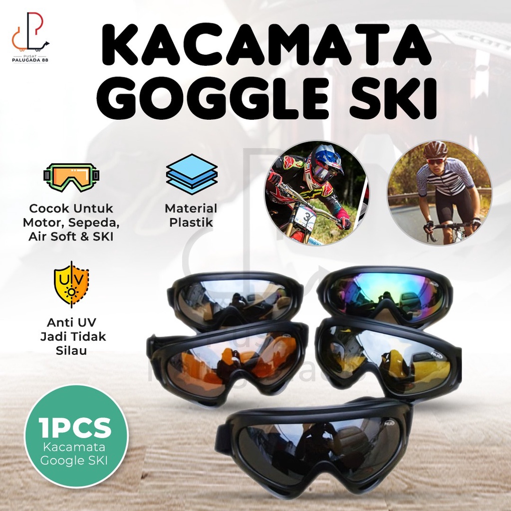 Kacamata Goggles Ski Tactical Helm Motor Pelindung Mata Lensa Wide UV Cross Trail Downhill Airsoft BOGO GOGGLE ANTI DEBU