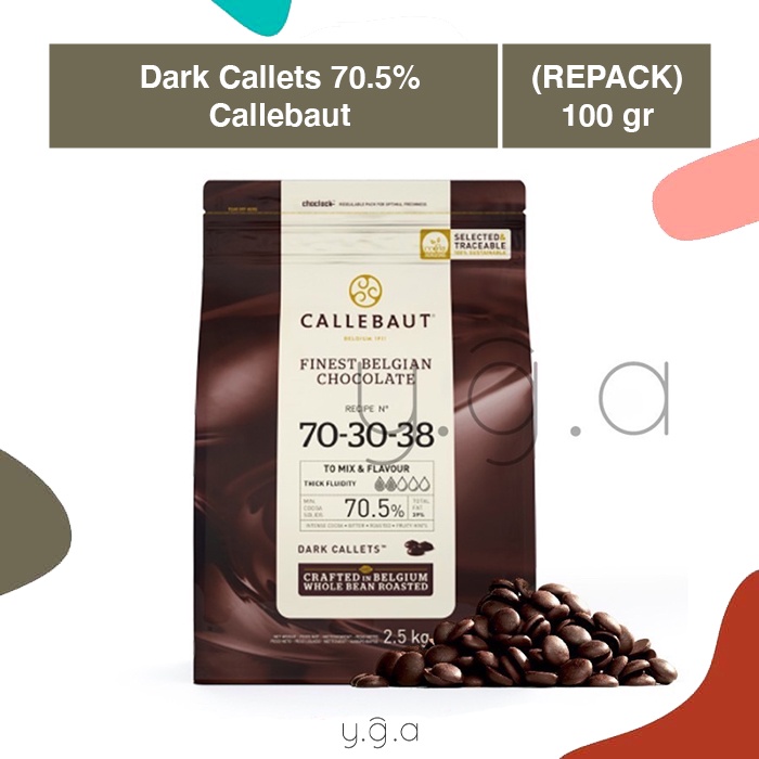 

Callebaut Dark Chocolate Callets 70.5% 70-30-38 (REPACK) 100gr / Coklat Couverture