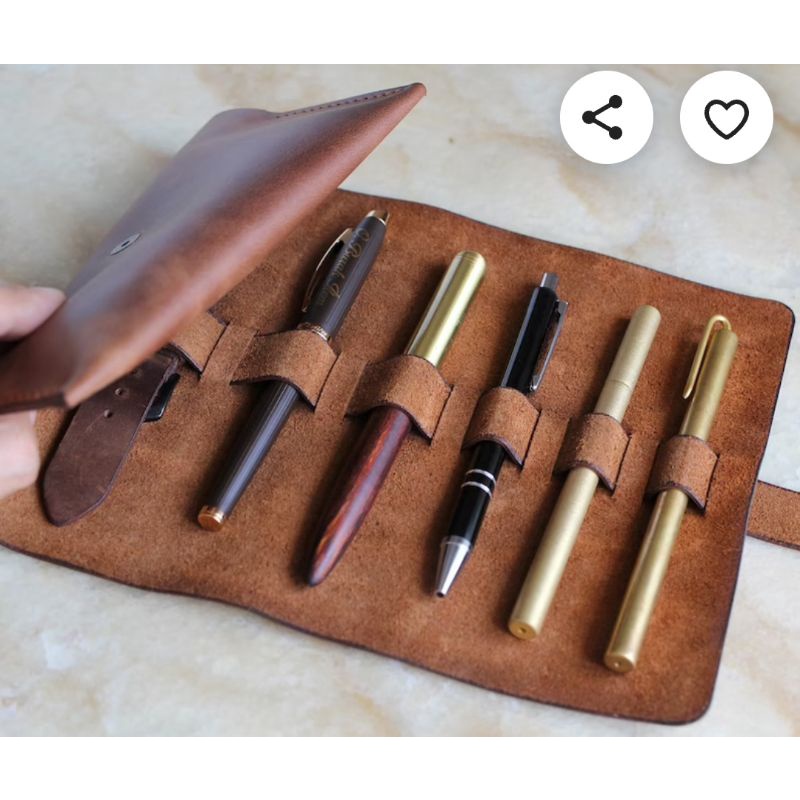 

Handmade Roll up Leather Pen Case / Fountain Pen Holder / Pen EDC Holder / Leather Pencil Pouch Wrap / Leather Pen Roll Case