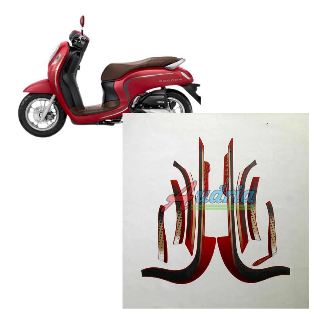 Stiker Striping Motor Honda Scoopy Stylish 2022 MERAH