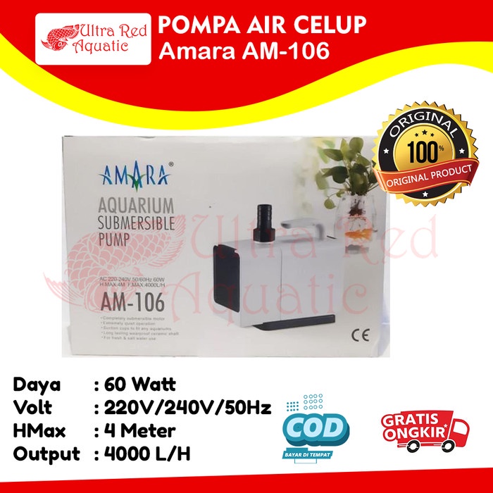 Pompa Air Celup Aquarium Kolam Amara AM-106 AM 106 AM106 Hidroponik