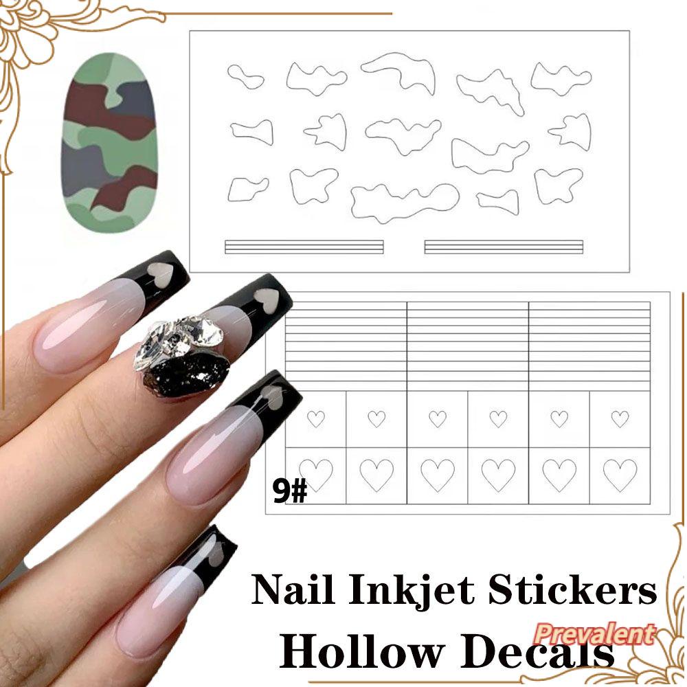 Preva Inkjet Template Stiker Kuku Nail Art Dekorasi Garis Tidak Teratur Airbrush Love