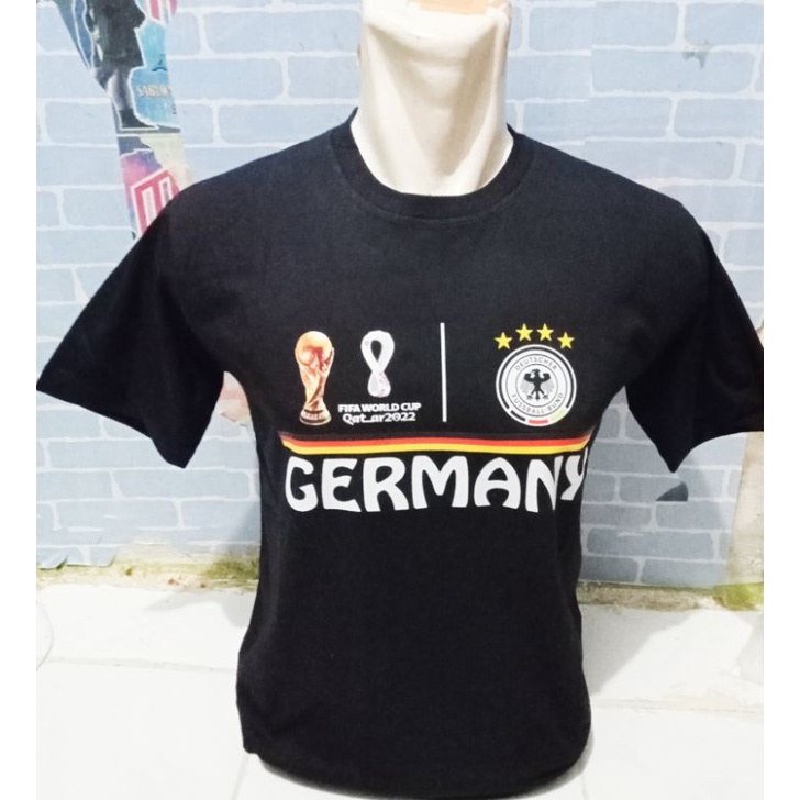Baju kaos piala dunia timnas Jerman/kaos lengan pendek hitam dan putih