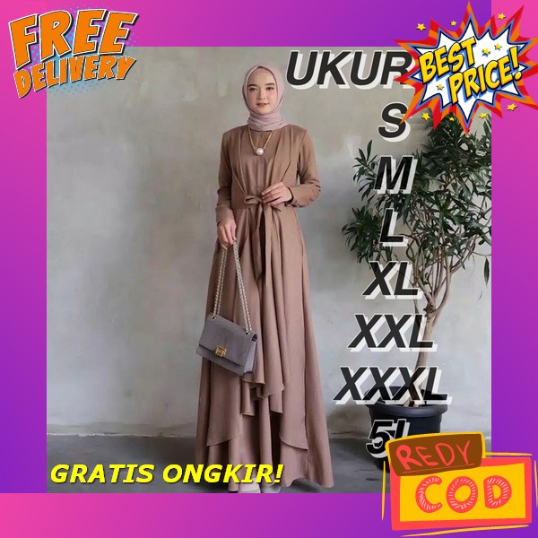 Mf Store - Cod - Gamis Abaya Turkey Outer - Abaya Outer 2 Layer - Abaya Outer Set - Gamis Abaya 2022