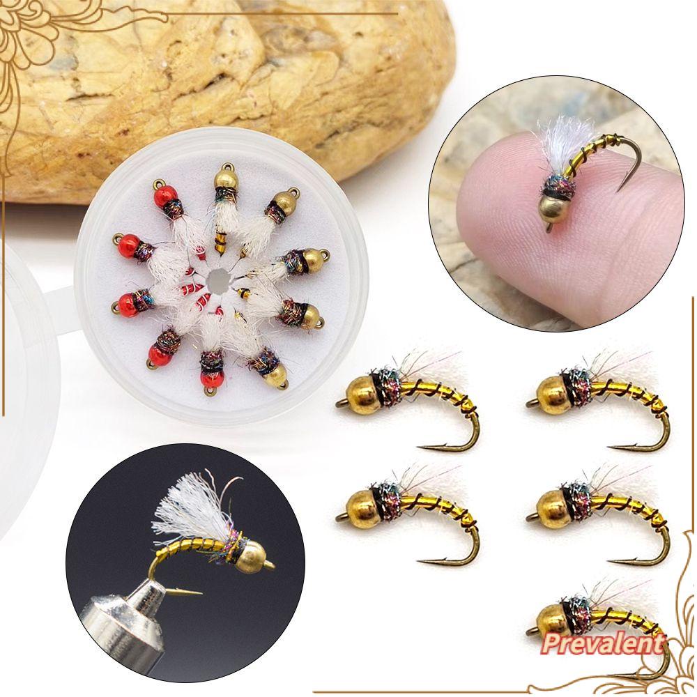 Preva 5pcs Pengait Nymph14# 16#  18# Memancing Lalat DIY Golden Head Fly Bound