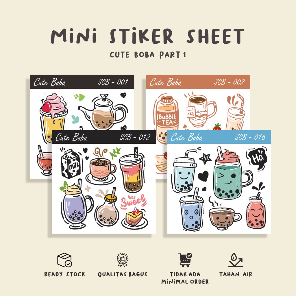 

( 10 pcs )bisa cutting stiker sheet/CUTE BOBA/murah/waterproff