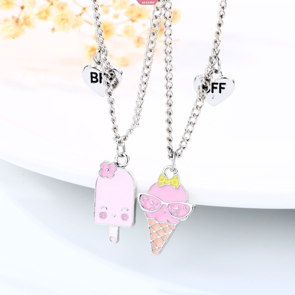 Lucu Kartun Kain Es Krim ice cream Kalung Anak Perempuan Teman Baik set Perhiasan [ZXL]