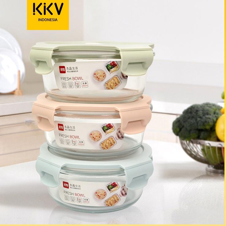 Penjualan Istimewa KKV - KYU · glass food container round 660ml / Lunch Box (color in random  pink/g