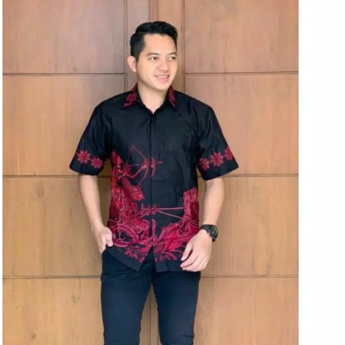 Kekinian 지 Kode WG 81 KEMEJA BATIK MOTIF WAYANG