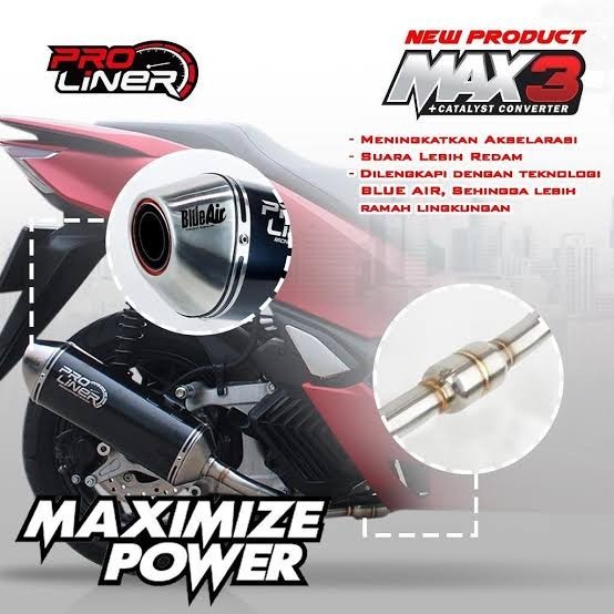 Knalpot Proliner Max 3 Aerox 155 / Nmax 155 / Pcx 150 160 / Vario 150 #Original