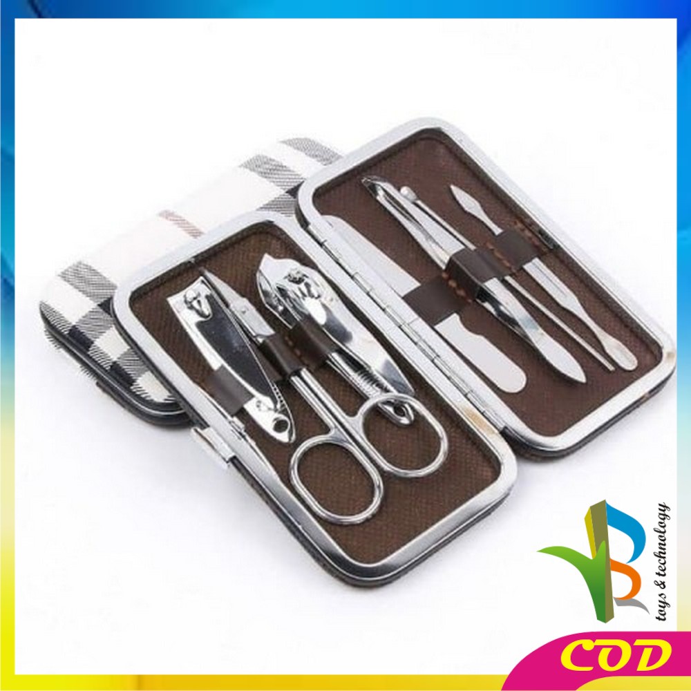 RB-K63 Manicure Pedicure Set 7 in 1 Mini Stainless Stell Gunting Kuku Portable Tools Set Perawatan Kuku Nail Art Menicure Pedicure Set Dengan Dompet