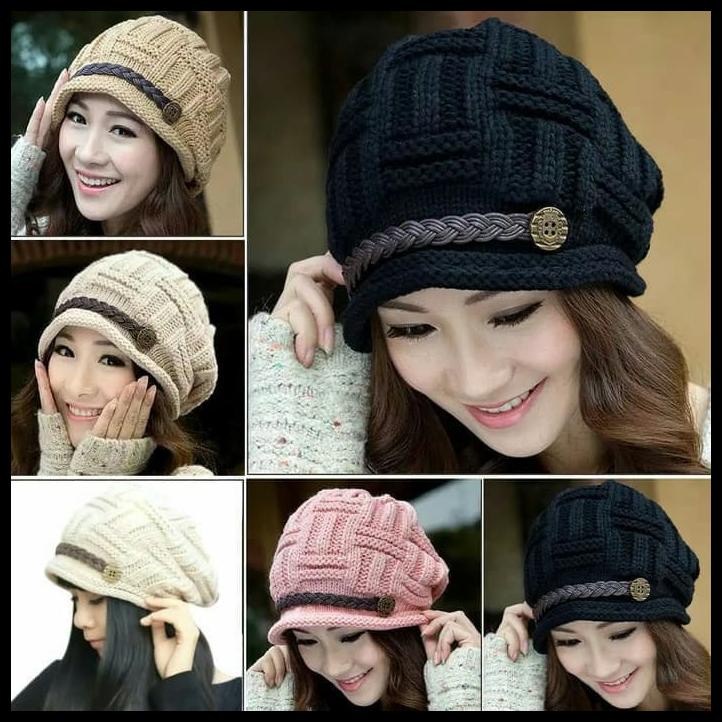 Topi Kupluk Rajut Import Wanita