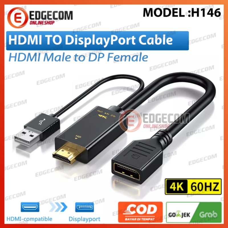 Konverter HDMI Male to Display Port Female / HD TO DP 4K