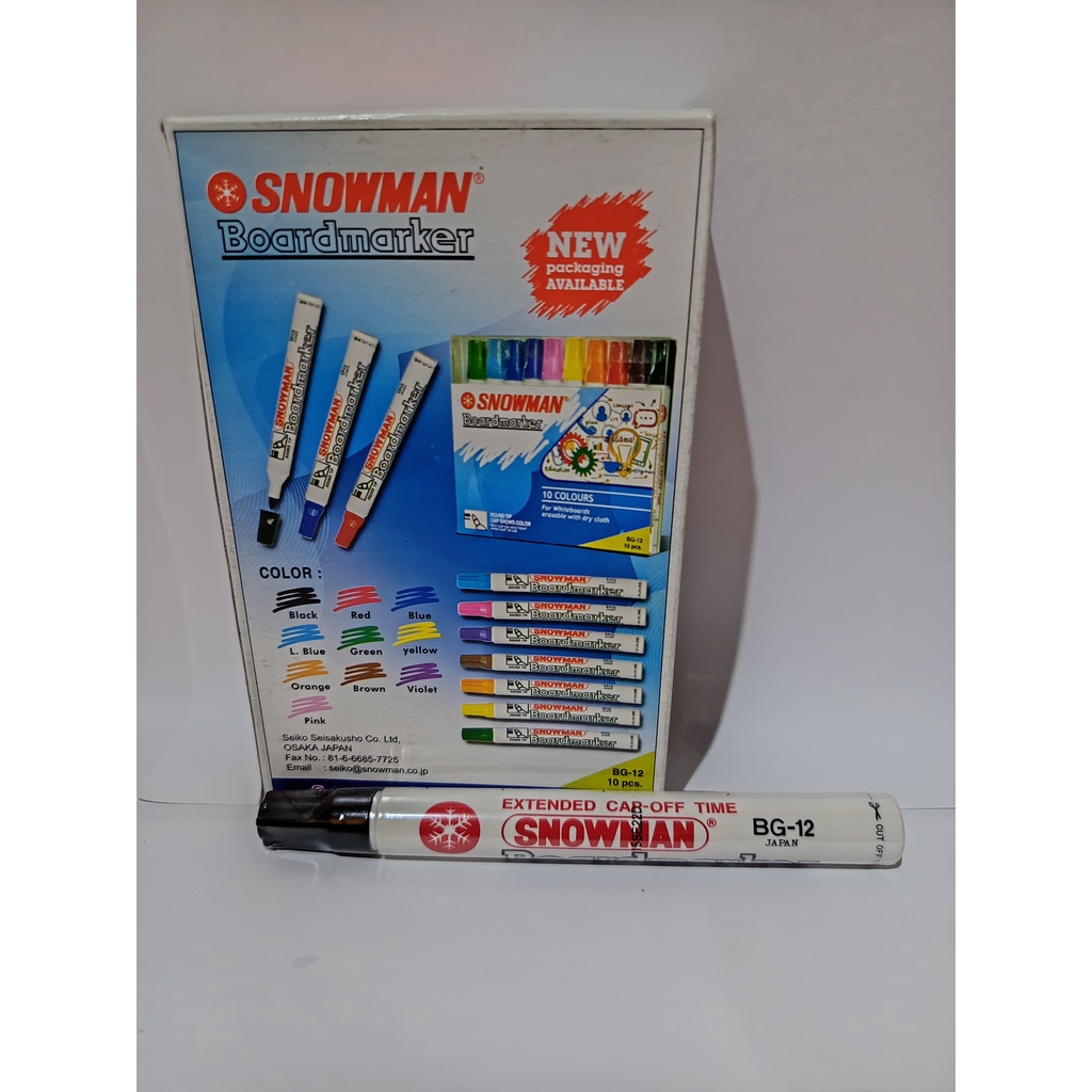 

Spidol whiteboard snowman BG 12 warna hitam