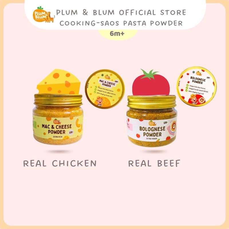 Plum &amp; Blum Saus Pasta Bubuk MPASI Beef Bolognese Mac And Cheese Non MSG