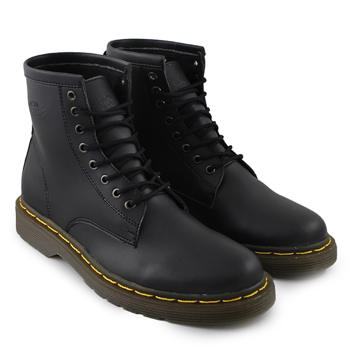 Sepatu Pria DM, Docmart Dr. Martens 8 Hole High Boots Murah -HITAM