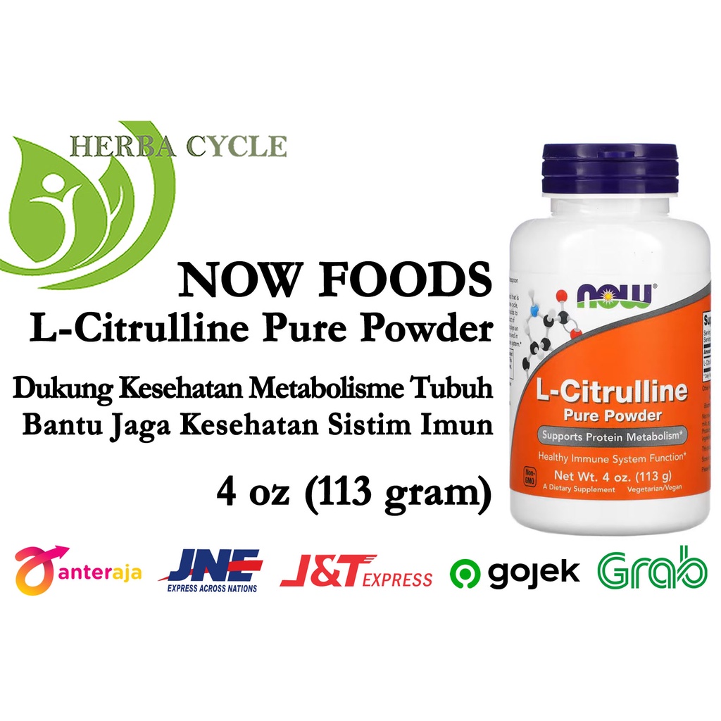 Now Food L Citrulline Pure Powder (113 g) Metabolisme Protein ORI USA NOW