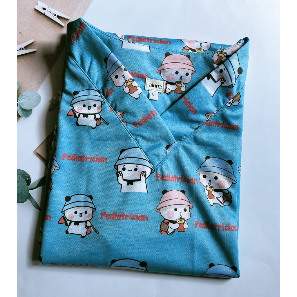 Baju Dokter/ Scrub Medis Motif / Baju Jaga Dokter / Baju Praktek Dokter / Baju Perawat Pediatrician