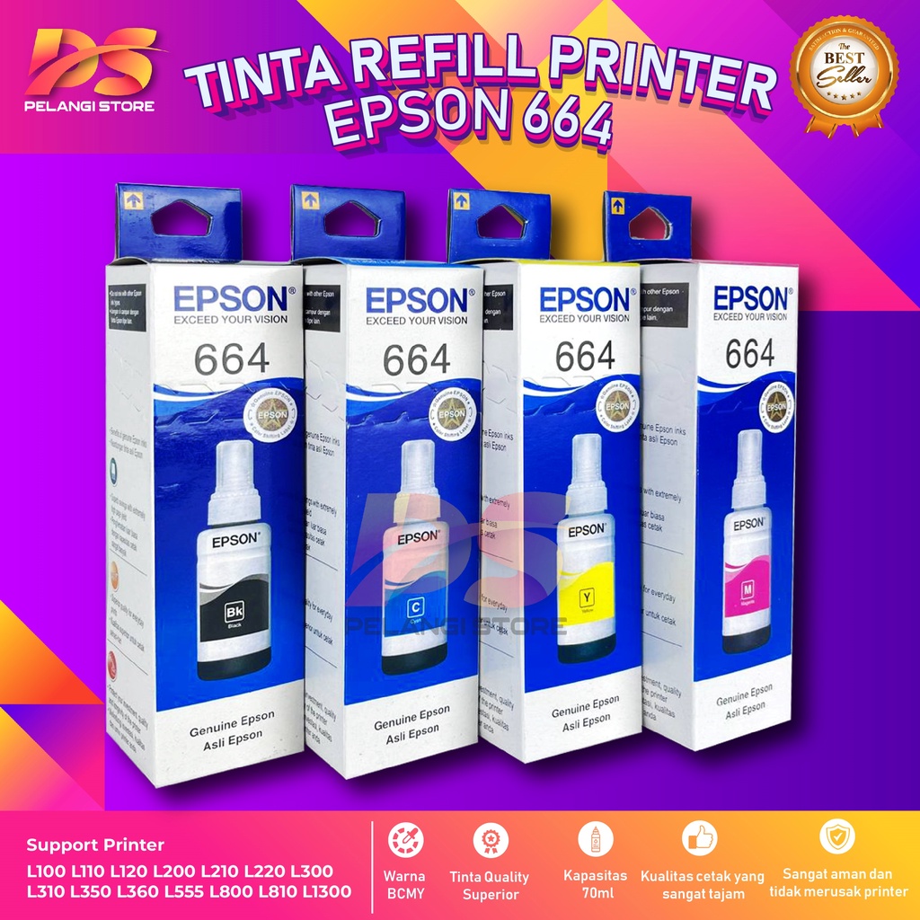 1 SET 4 PCS T!nta 664 Tipe Printer L100 L110 L111 L120 L130 L132 L200 L210 L211 L220 L222 L300 L301 L310 L350 L351 L353 L355 L358 L360 L800 L805 L810 L850 L1300 L1800