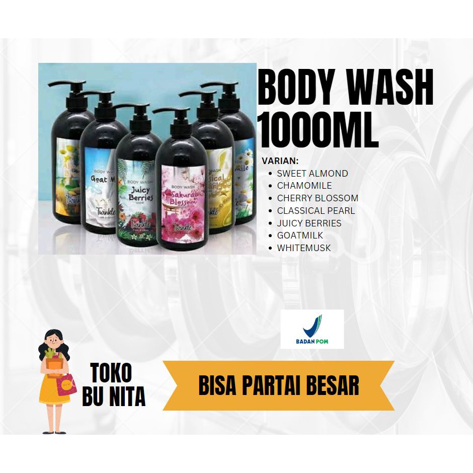 BODY WASH SABUN MANDI CAIR 1 LITER TWINKLE