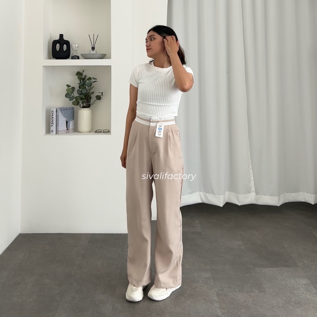 SIVALI Torry Pants - Celana Highwaist Anti Kusut - Celana Kulot Wanita - Trendy Pants