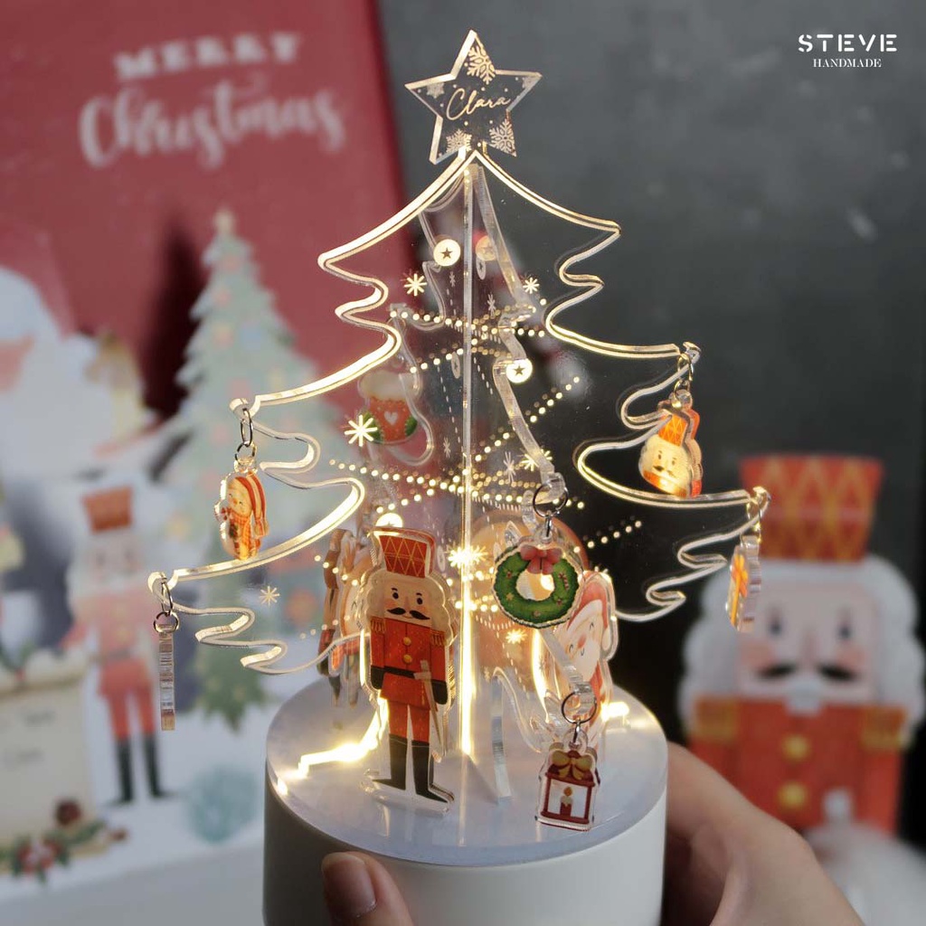 Lampu Tidur Christmas Tree 3D Custom Nama Hadiah Natal 3 Warna Light