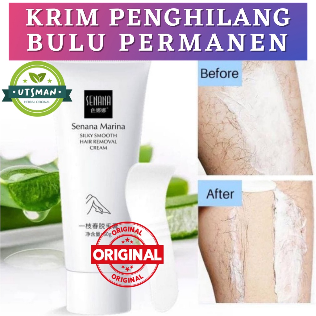 HAIR REMOVAL CREAM - KRIM PENGHILANG BULU PERONTOK BULU DEPILATORY CREAM - SENANA CREAM 60g