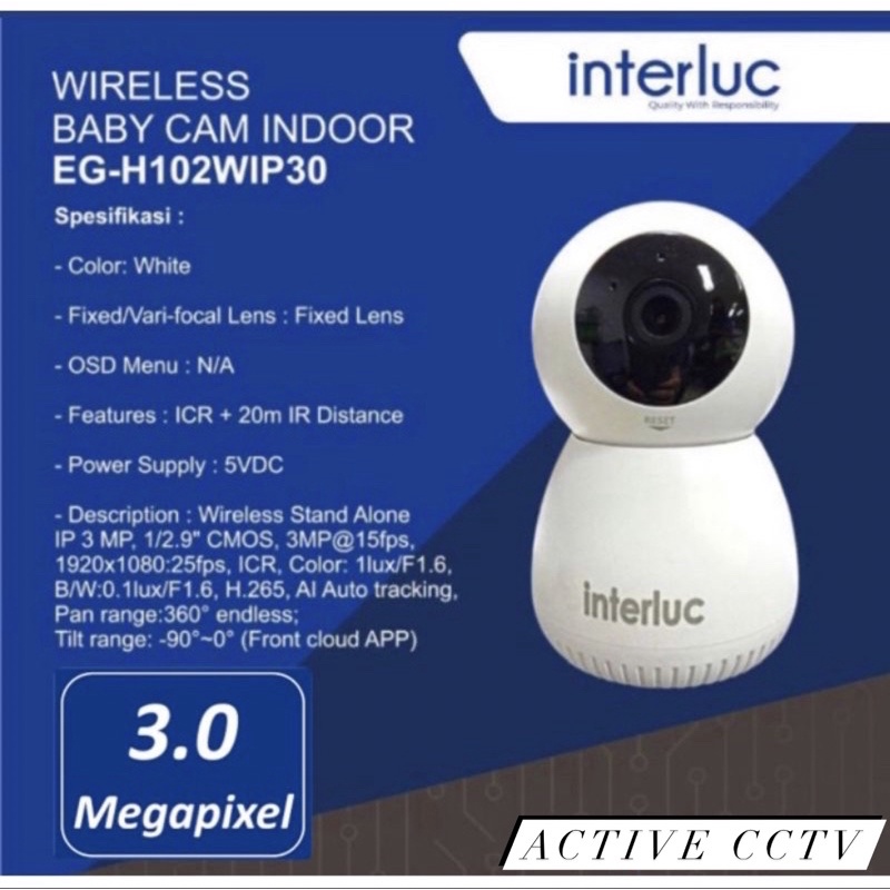 CAMERA CCTV Interluc Edge 3MP Smart Camera Indoor PTZ IP Audio Wifi