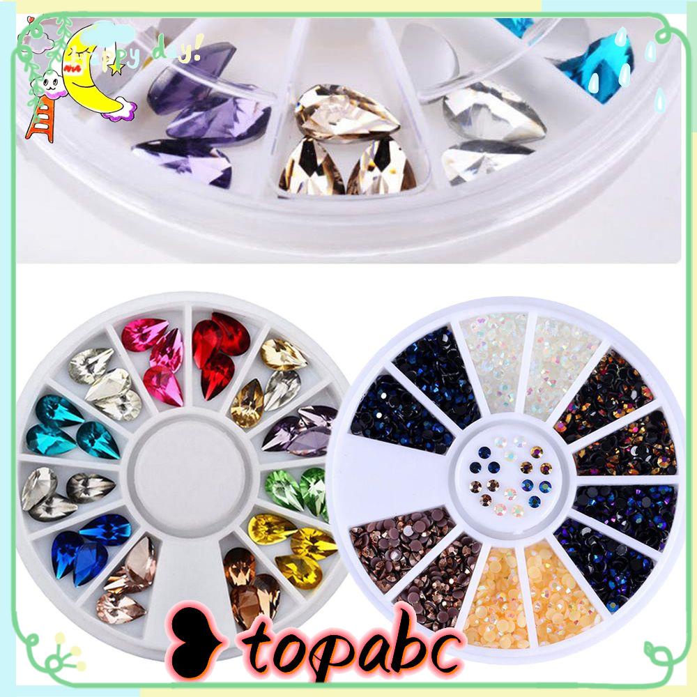 Top Nail Rhinestones Kuku Kecantikan Warna-Warni Diy Tips Glitters In Wheel