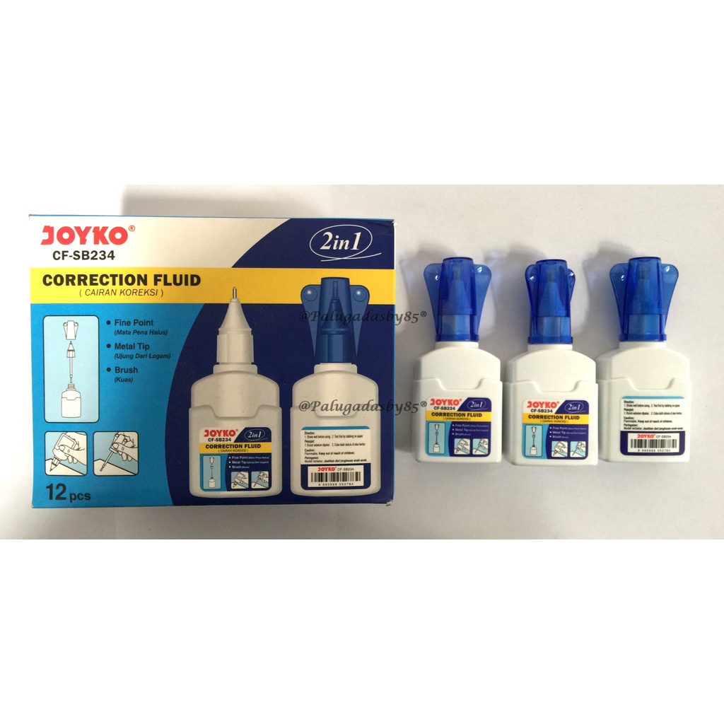 

(1 Biji) GROSIR Correction Fluid JOYKO CF-SB234 / Correction Fluid Cairan Koreksi Penghapus Cair Joyko CF-SB234 2 in 1 / Tipe X Joyko CF-SB234 / Joyko CF SB234 / Joyko CFSB234 / Joyko CF-234