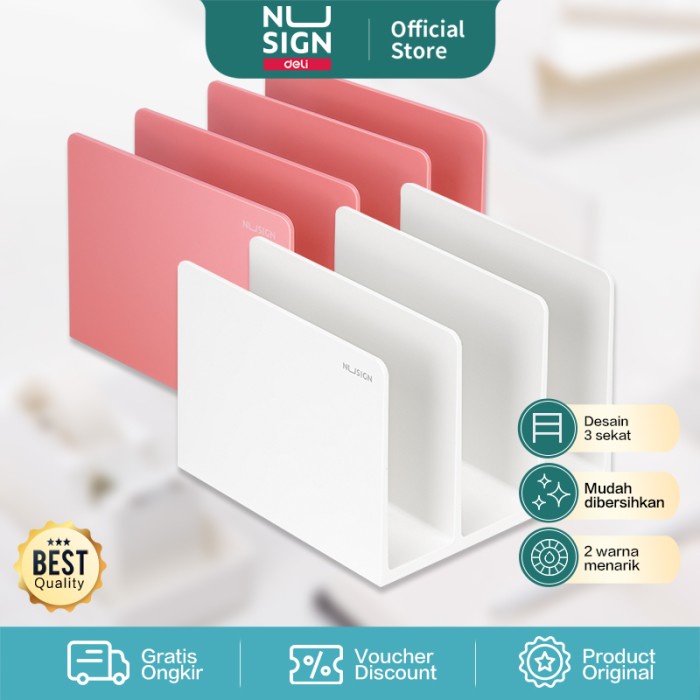 

TERBAIK Deli Nusign Book Stand / Pembatas Buku 3 Sekat Mudah Dibersihkan NS006 Code 2151
