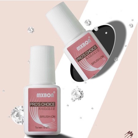 DND MXBON Lem Cair Kuku 10gr dengan Kuas Fake Nail Art Glue Manicure Pedicure