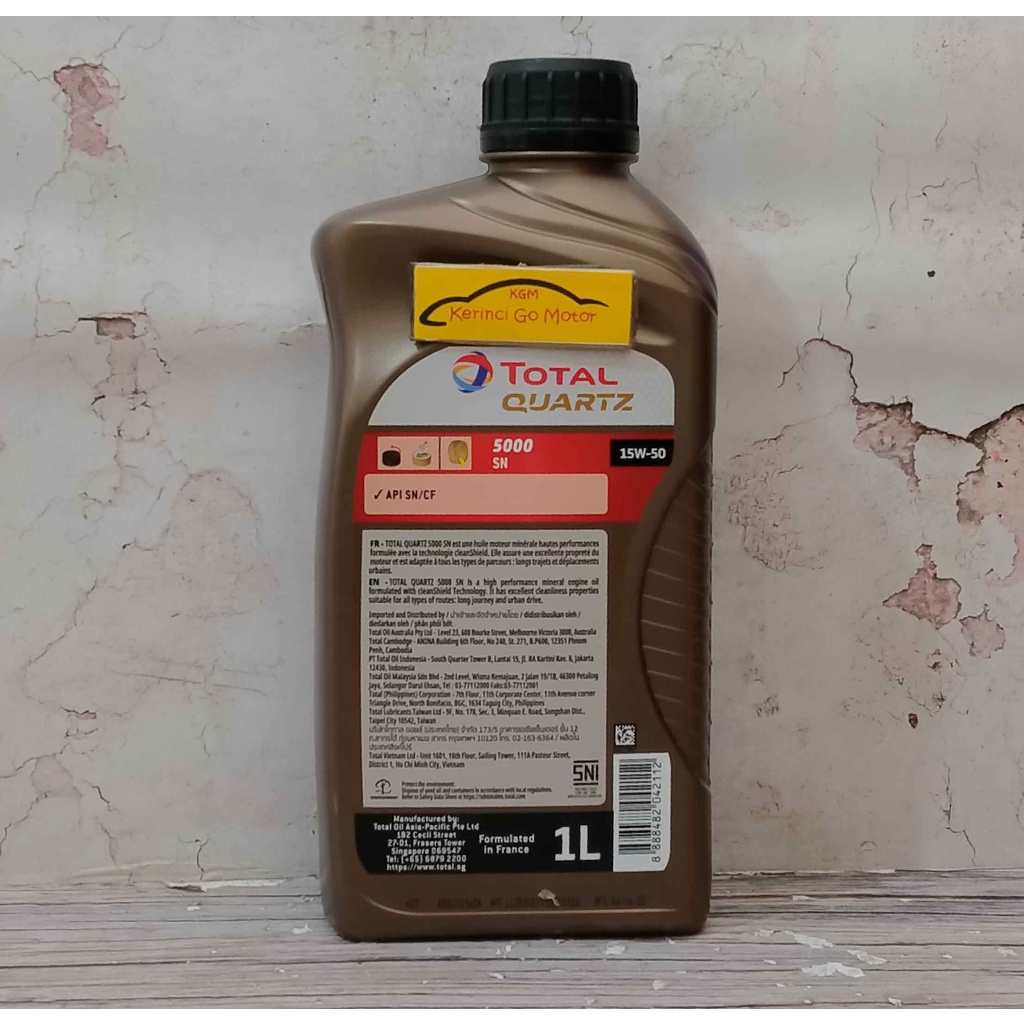 OLI TOTAL QUARTZ 5000 SN 15W-50 1L - OLI TOTAL QUARTZ 5000 15W50 1L