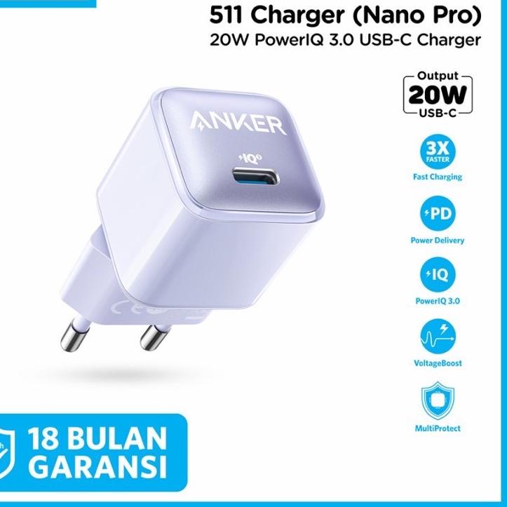 Termurah Wall Charger Anker PowerPort III Nano 20W A2633 - A2631 - 511 Nano Pro A2637 Adaptor Cas Fa