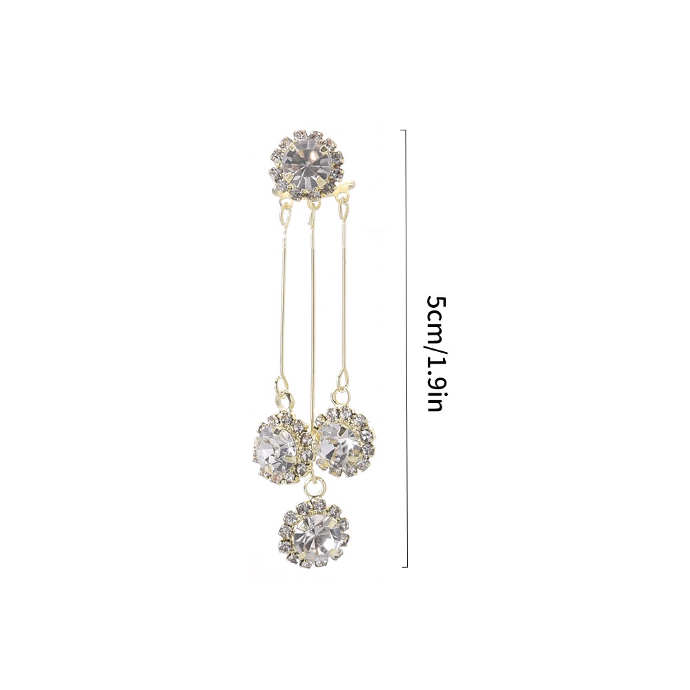 Elegan Pesta Pernikahan Korea INS Shiny Temperamen Pendant Earrings Wanita Mewah Bulat Berlian Imitasi Rumbai Menjuntai Anting Bridal Drop Earrings Wanita Perempuan