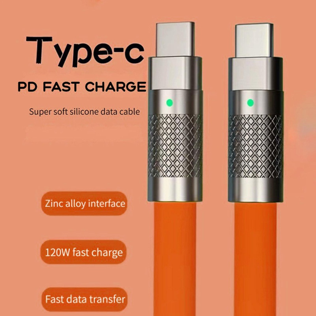 120w 6a Super Fast Charge PD Tipe C Kabel Silikon Cair Quick Charge Kabel ip Usb C Ke C Kabel Charger