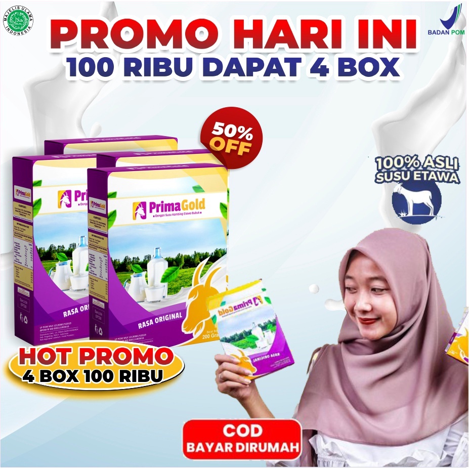 

Primagold BELI 3 DAPAT 4 Susu Kambing Etawa 100% - PRIMA GOLD 3x menguatkan tulang & sendi karena kaya antiantritis ( meredakan radang sendi )