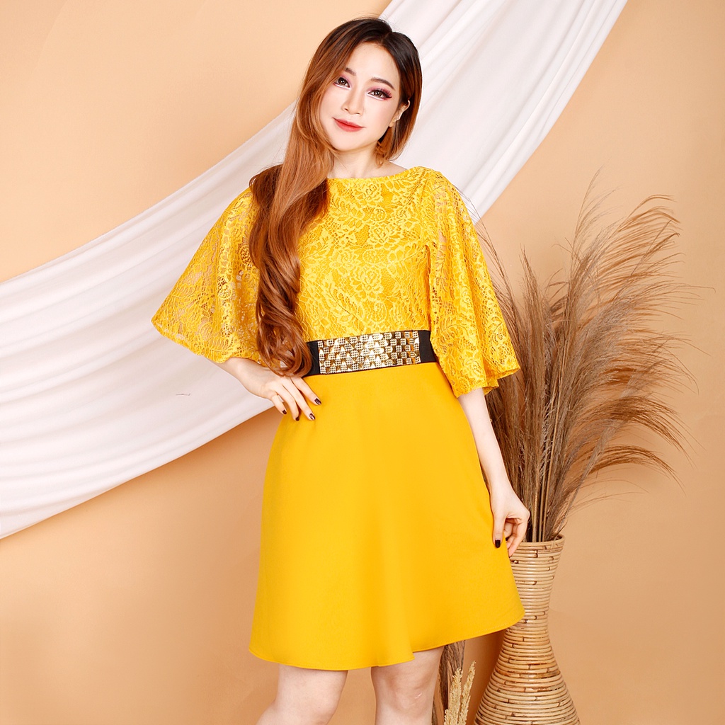 Kathryn collection # 121,  Dres scuba import premium kombinasi brukat gliter free belt